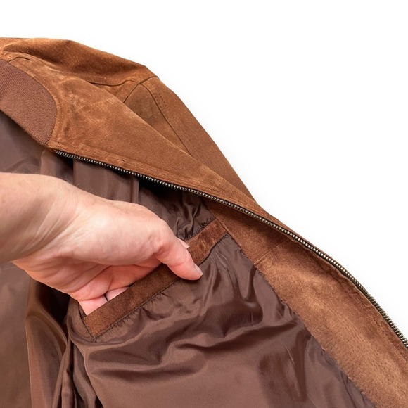 Vintage Hill Archer Jacket Mens 44 Brown Suede Leather Bomber - Picture 8 of 11